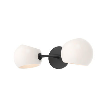 Alora Lighting Willow Bathroom Vanity Light, 2-Light, Matte Black, Opal Matte Glass, 16.75"W