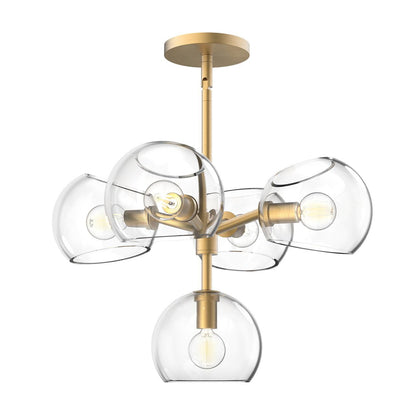 Alora Lighting Willow 5 Light Chandelier Brushed Gold, Clear Glass