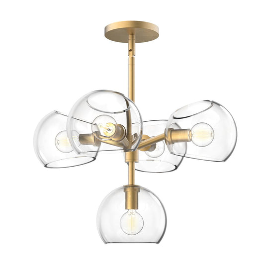 Alora Lighting Willow 5 Light Chandelier Brushed Gold, Clear Glass