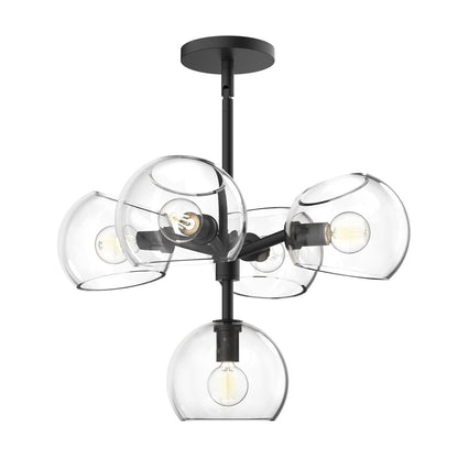 Alora Lighting Willow Chandelier, 5-Light, Matte Black, Clear Glass, 18"D