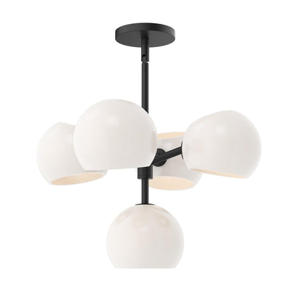 Alora Lighting Willow Chandelier, 5-Light, Matte Black, Opal Matte Glass, 18"D