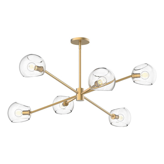 Alora Lighting Willow 6 Light Chandelier Brushed Gold, Clear Glass