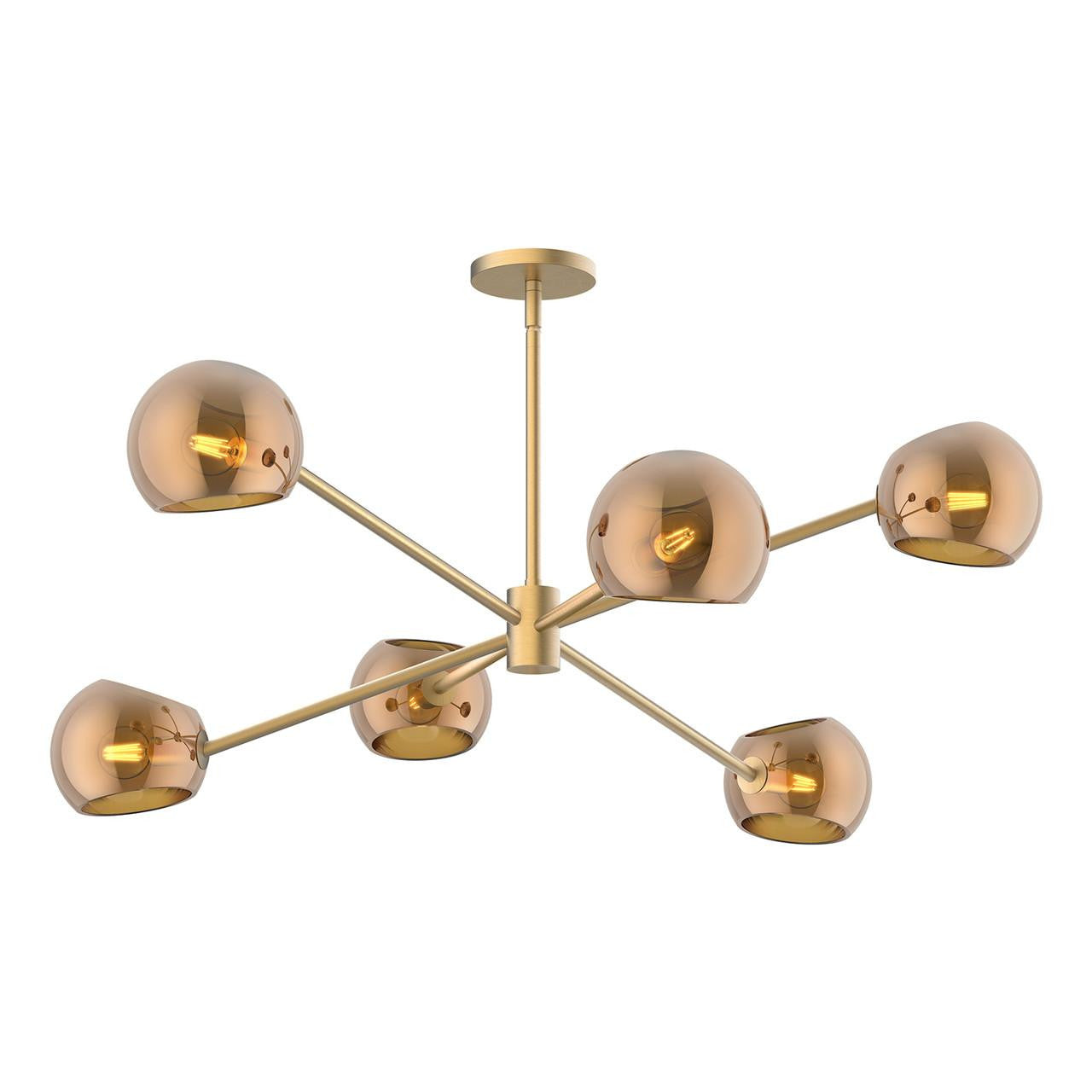 Alora Lighting Willow 6 Light Chandelier Brushed Gold, Opal Matte Glass