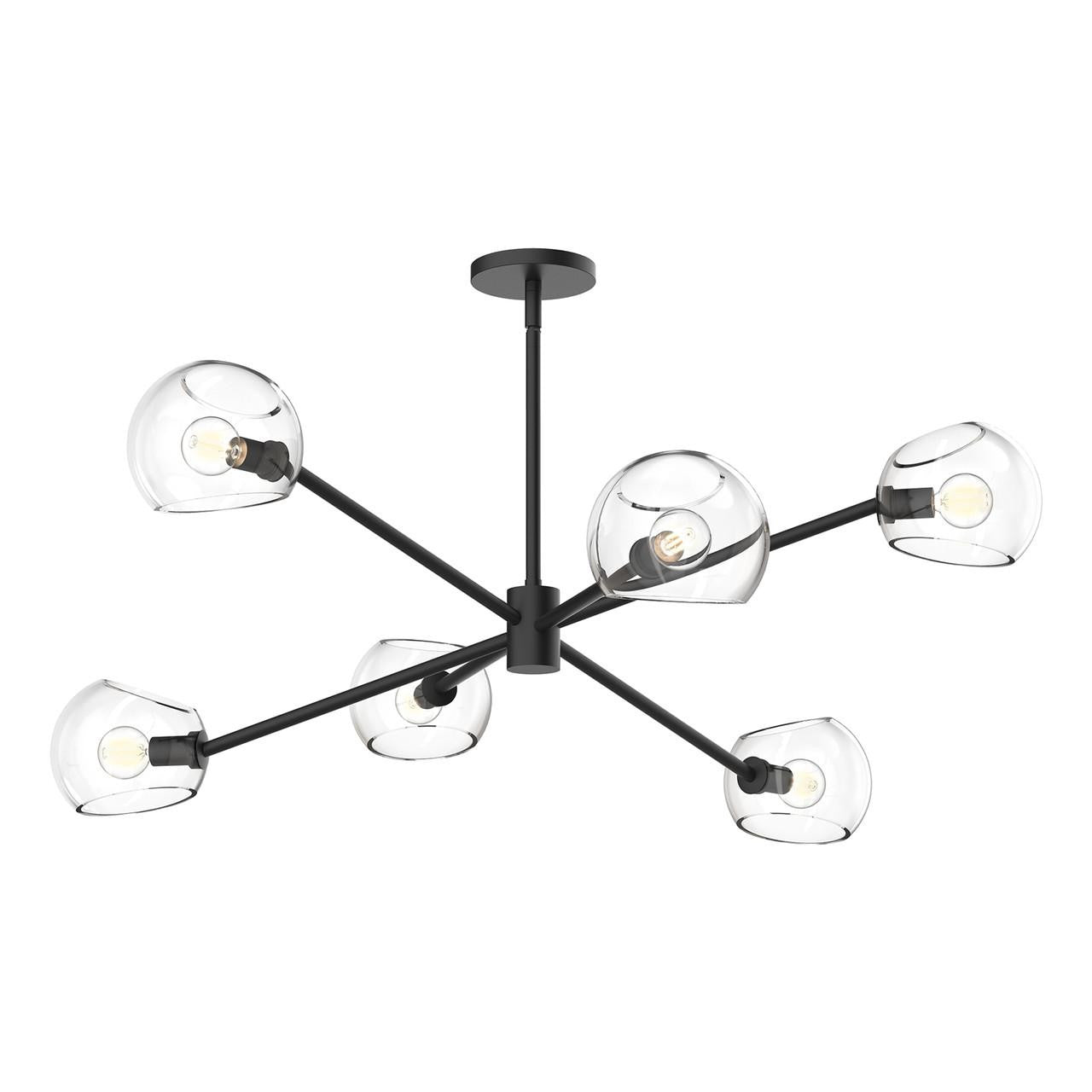 Alora Lighting Willow 6 Light Chandelier Matte Black, Opal Matte Glass