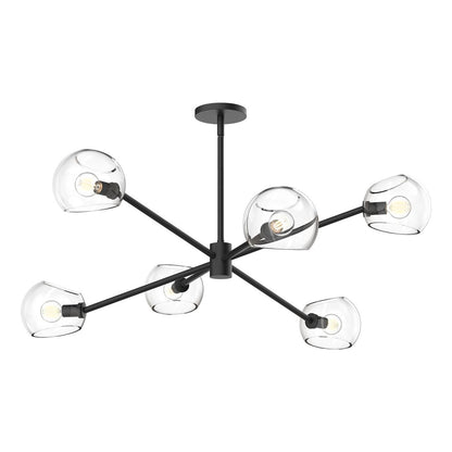 Alora Lighting Willow 6 Light Chandelier Matte Black, Opal Matte Glass
