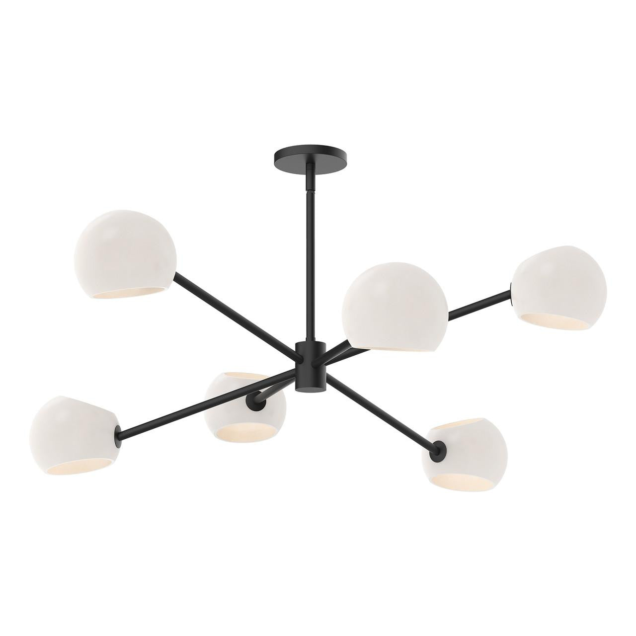 Alora Lighting Willow 6 Light Chandelier Matte Black, Smoked Solid Glass