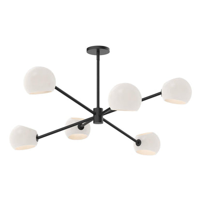 Alora Lighting Willow 6 Light Chandelier Matte Black, Smoked Solid Glass