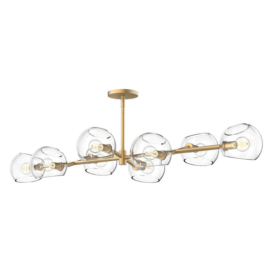 Alora Lighting Willow 8 Light Linear Chandelier Brushed Gold, Clear Glass