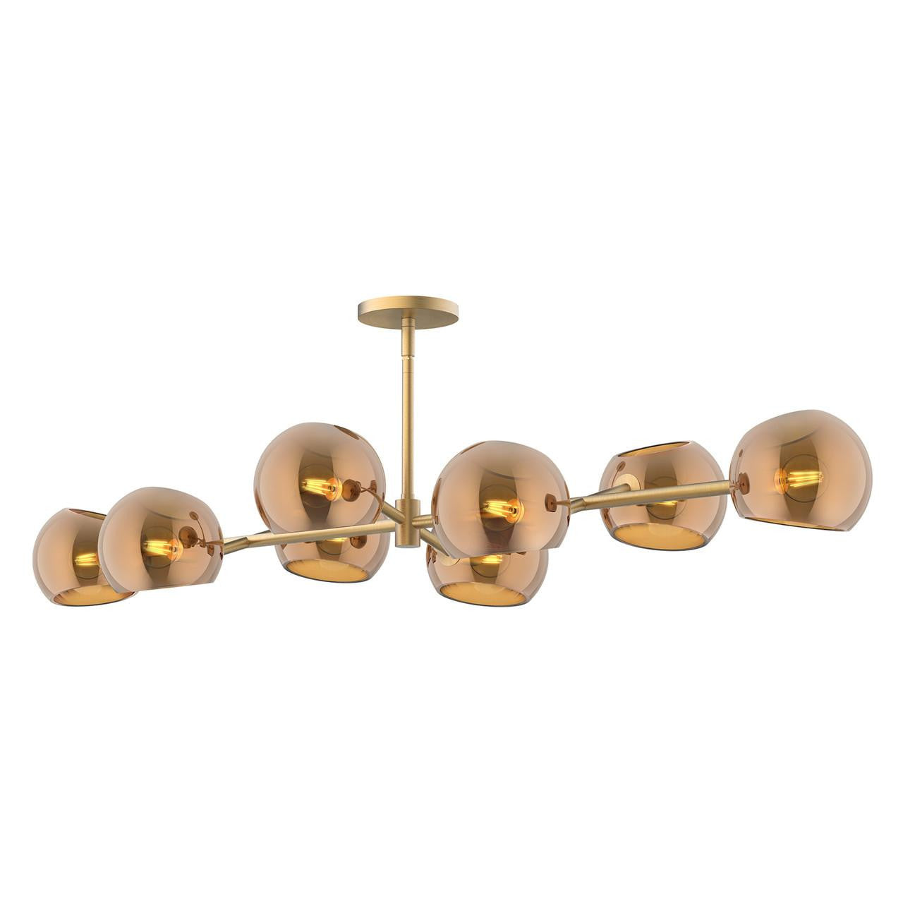 Alora Lighting Willow 8 Light Linear Chandelier Brushed Gold, Opal Matte Glass