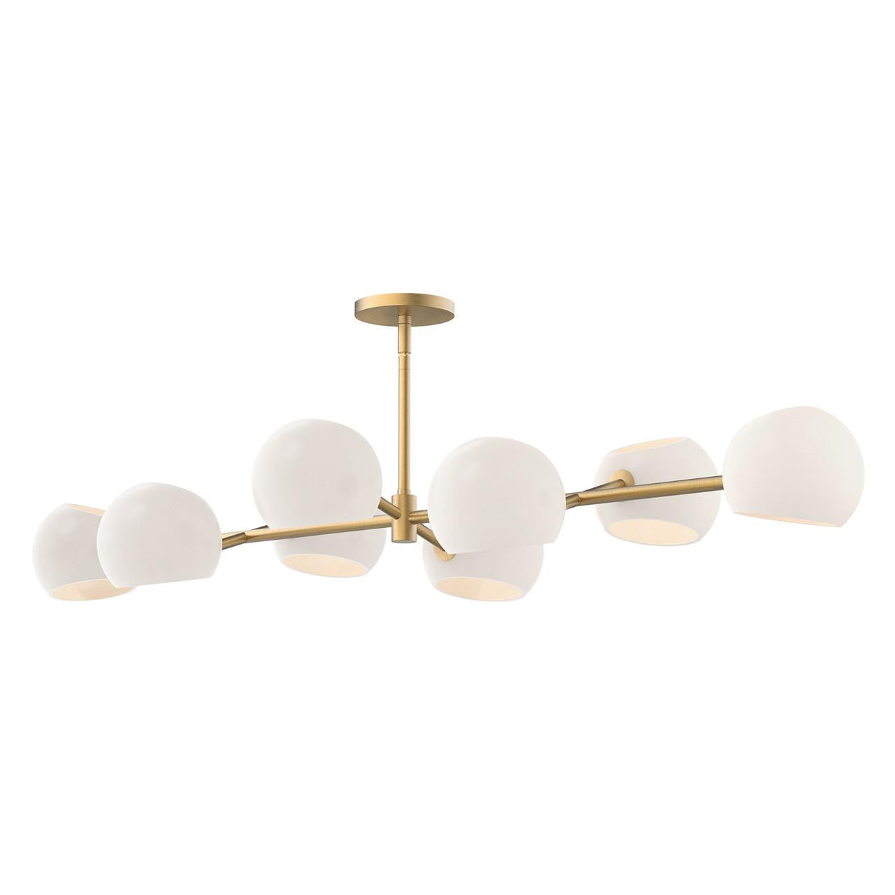 Alora Lighting Willow 8 Light Linear Chandelier Matte Black, Opal Matte Glass