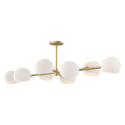 Alora Lighting Willow 8 Light Linear Chandelier Matte Black, Opal Matte Glass