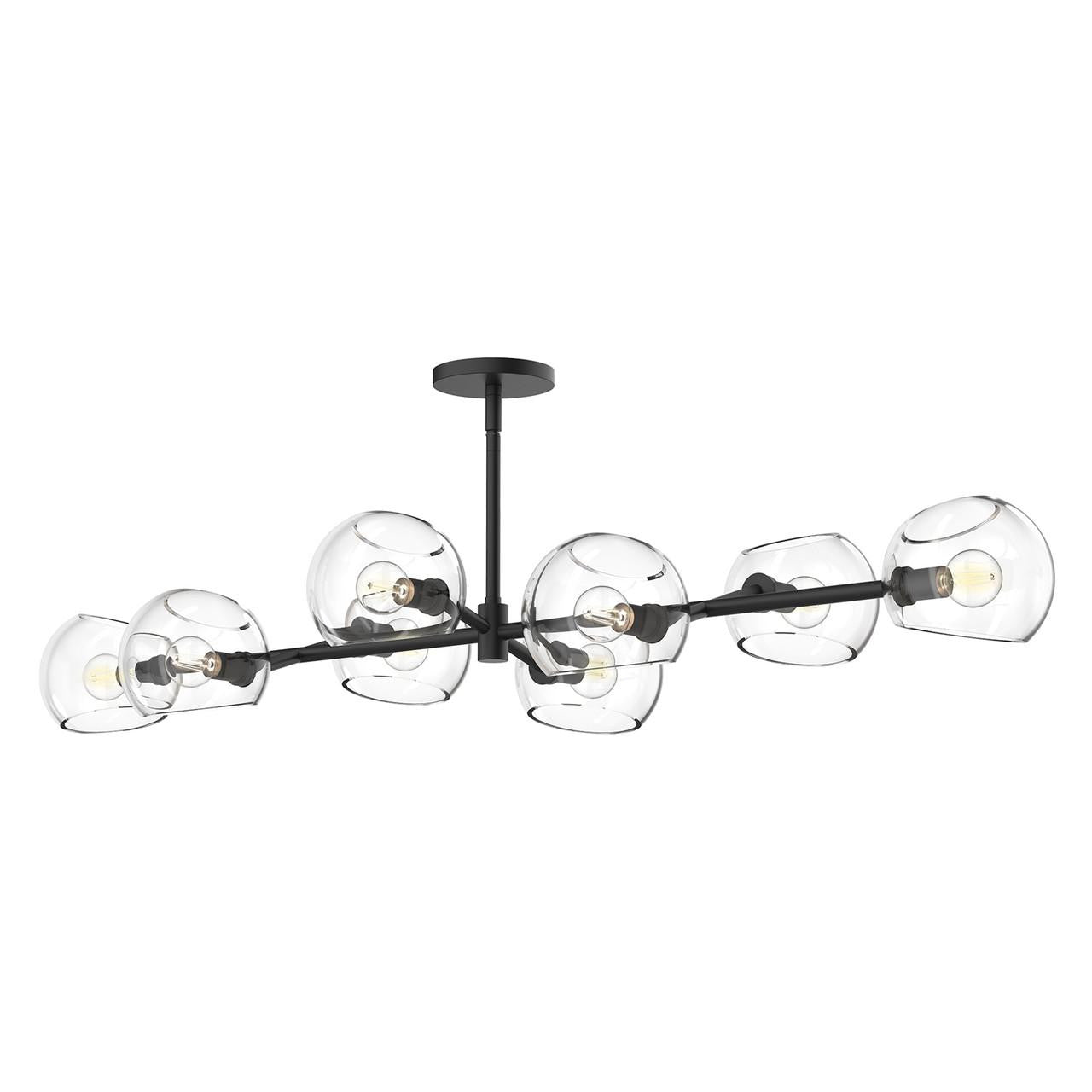 Alora Lighting Willow Linear Chandelier, 8-Light, Matte Black, Clear Glass, 48.25"L