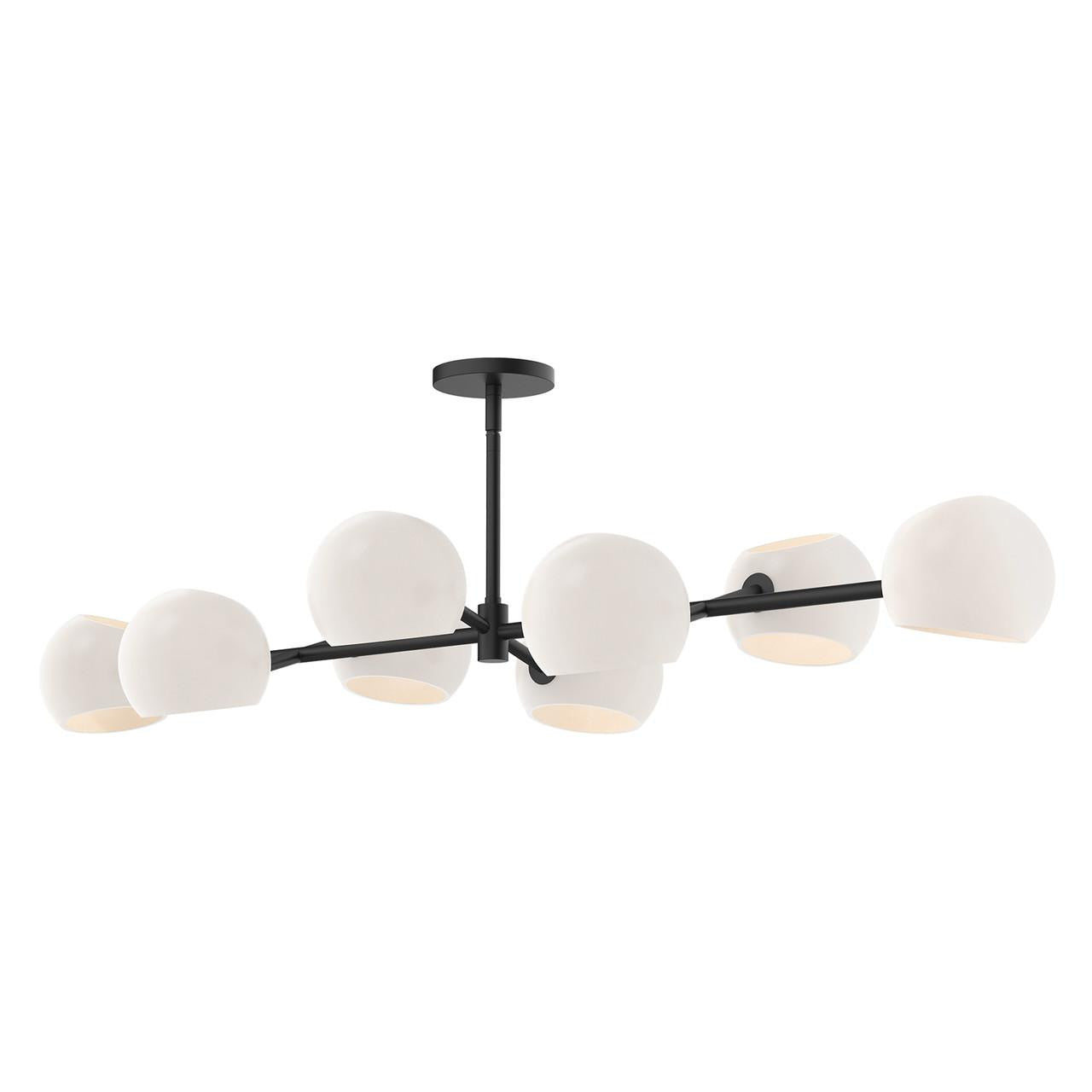 Alora Lighting Willow Linear Chandelier, 8-Light, Matte Black, Opal Matte Glass, 48.25"L