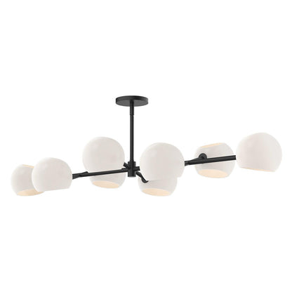 Alora Lighting Willow Linear Chandelier, 8-Light, Matte Black, Opal Matte Glass, 48.25"L