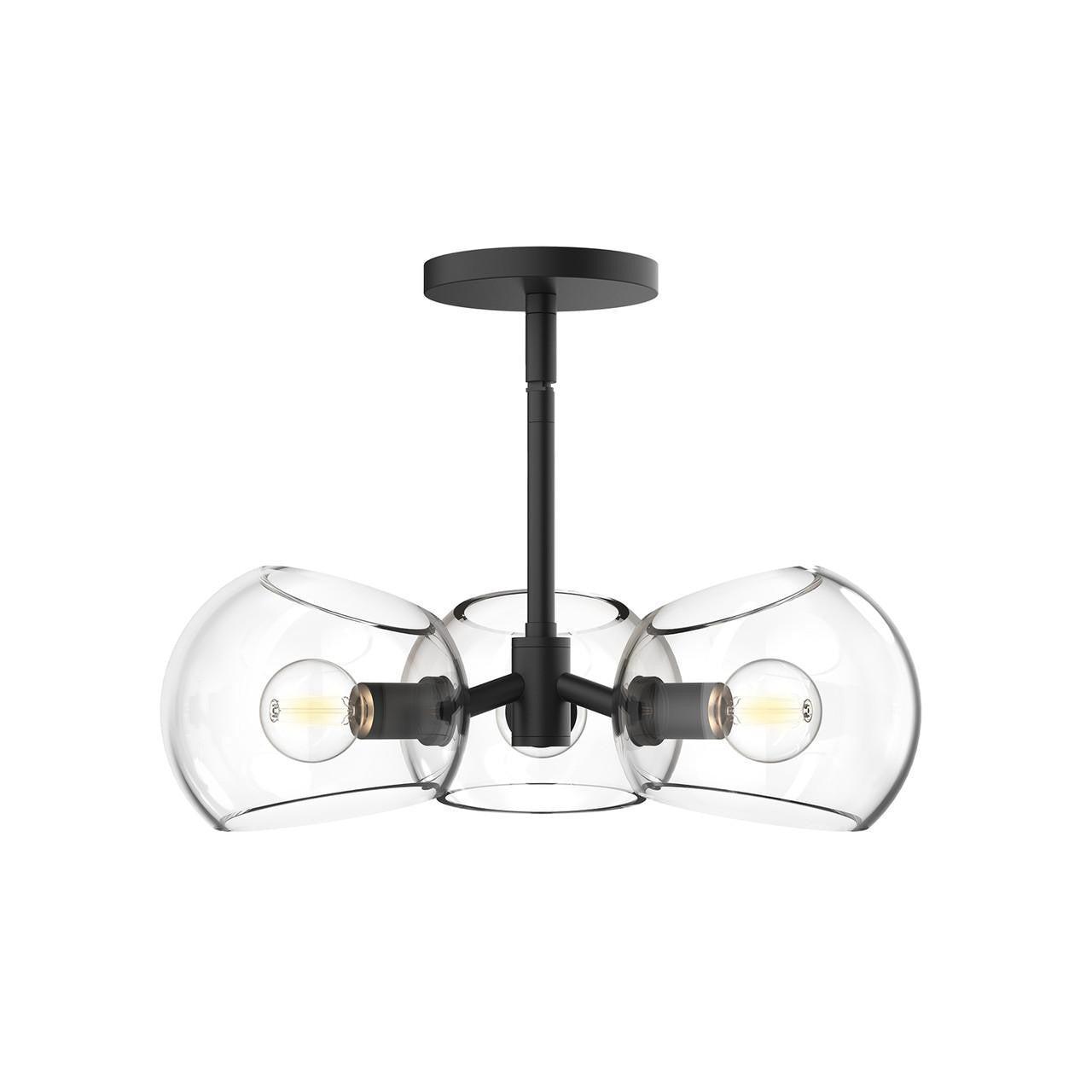 Alora Lighting Willow 3 Light Pendant Matte Black, Smoked Solid Glass