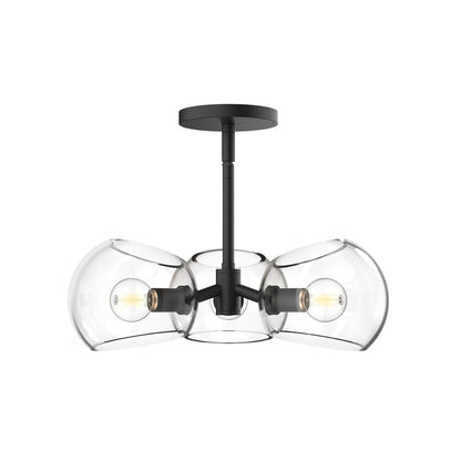 Alora Lighting Willow 3 Light Pendant Matte Black, Smoked Solid Glass