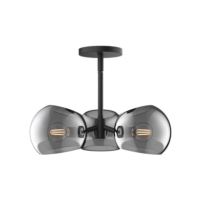 Alora Lighting Willow Pendant, 3-Light, Matte Black, Smoked Solid Glass, 16"D
