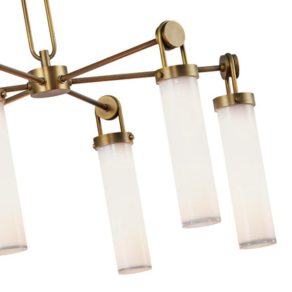 Alora Lighting Wynwood Chandelier, 6-Light, Vintage Brass, Glossy Opal, 32.13"D
