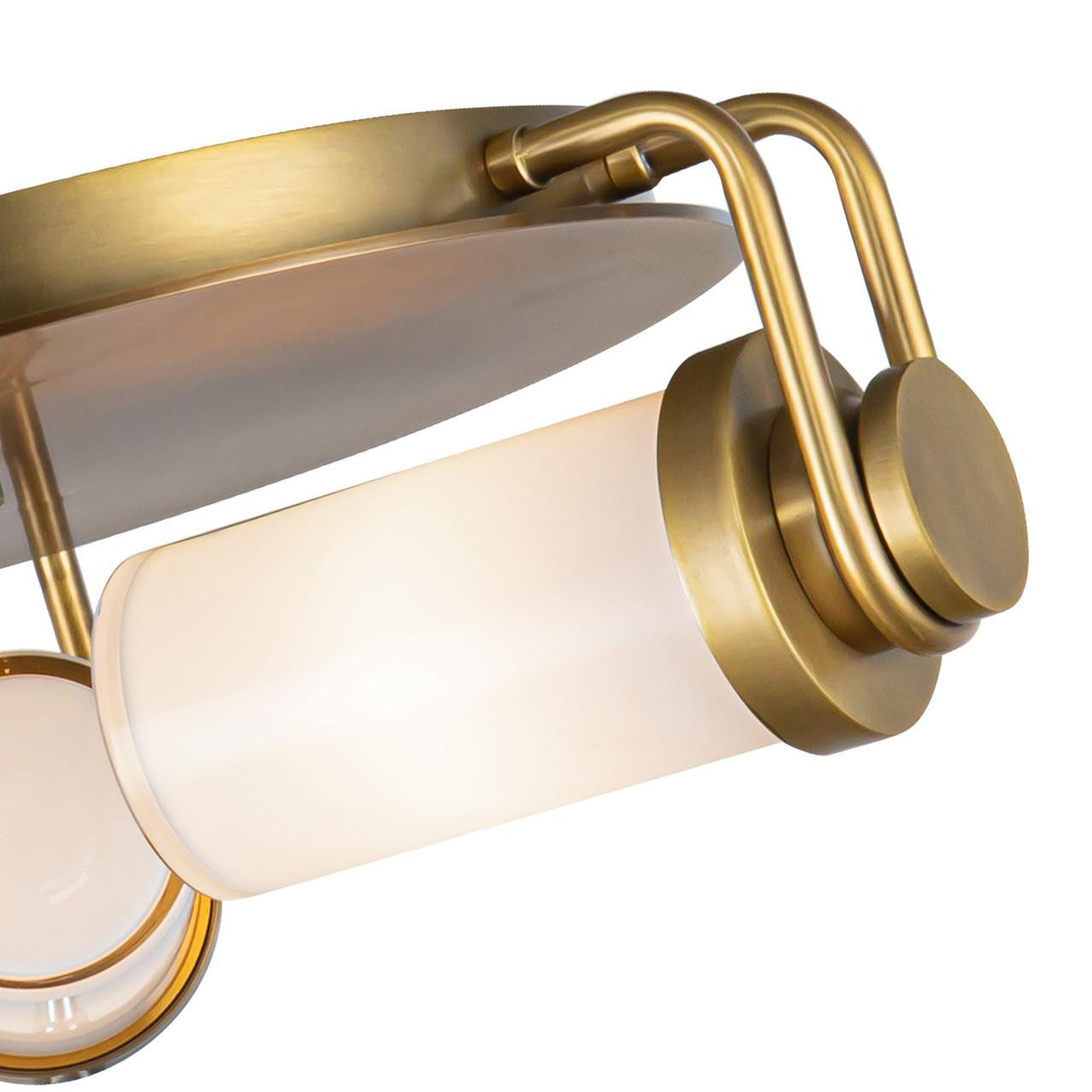Alora Lighting Wynwood Flush Mount, 3-Light, Vintage Brass, Glossy Opal, 16.63"D