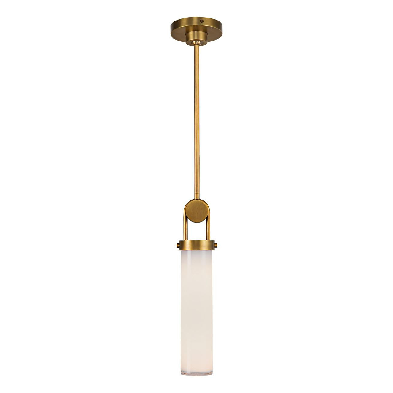 Alora Lighting Wynwood Pendant, 1-Light, Vintage Brass, Glossy Opal, 15"H