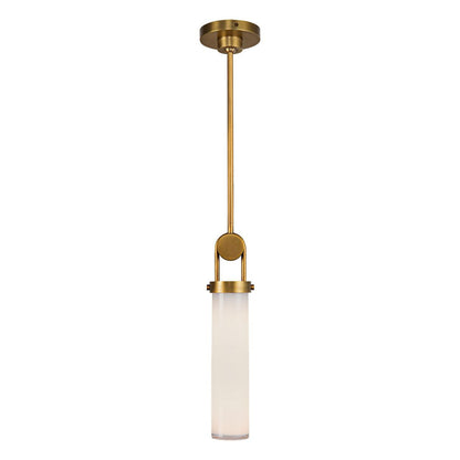 Alora Lighting Wynwood Pendant, 1-Light, Vintage Brass, Glossy Opal, 15"H