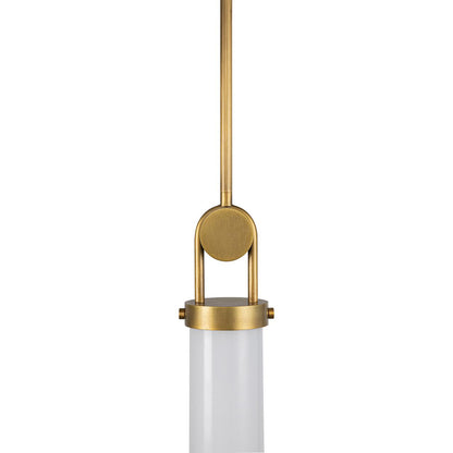 Alora Lighting Wynwood Pendant, 1-Light, Vintage Brass, Glossy Opal, 15"H