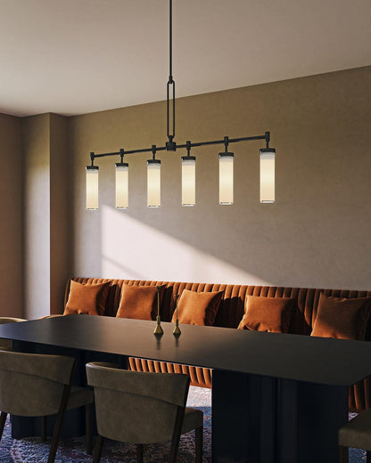 Alora Lighting Wynwood Pendant, 6-Light, Urban Bronze, Glossy Opal, 52.38"L