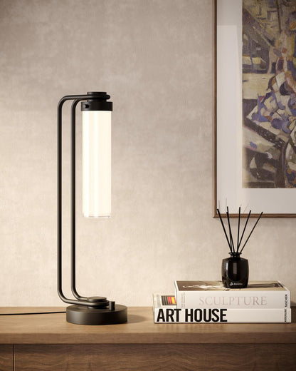 Alora Lighting Wynwood Table Lamp, 1-Light, Urban Bronze, Glossy Opal, 22.25"H