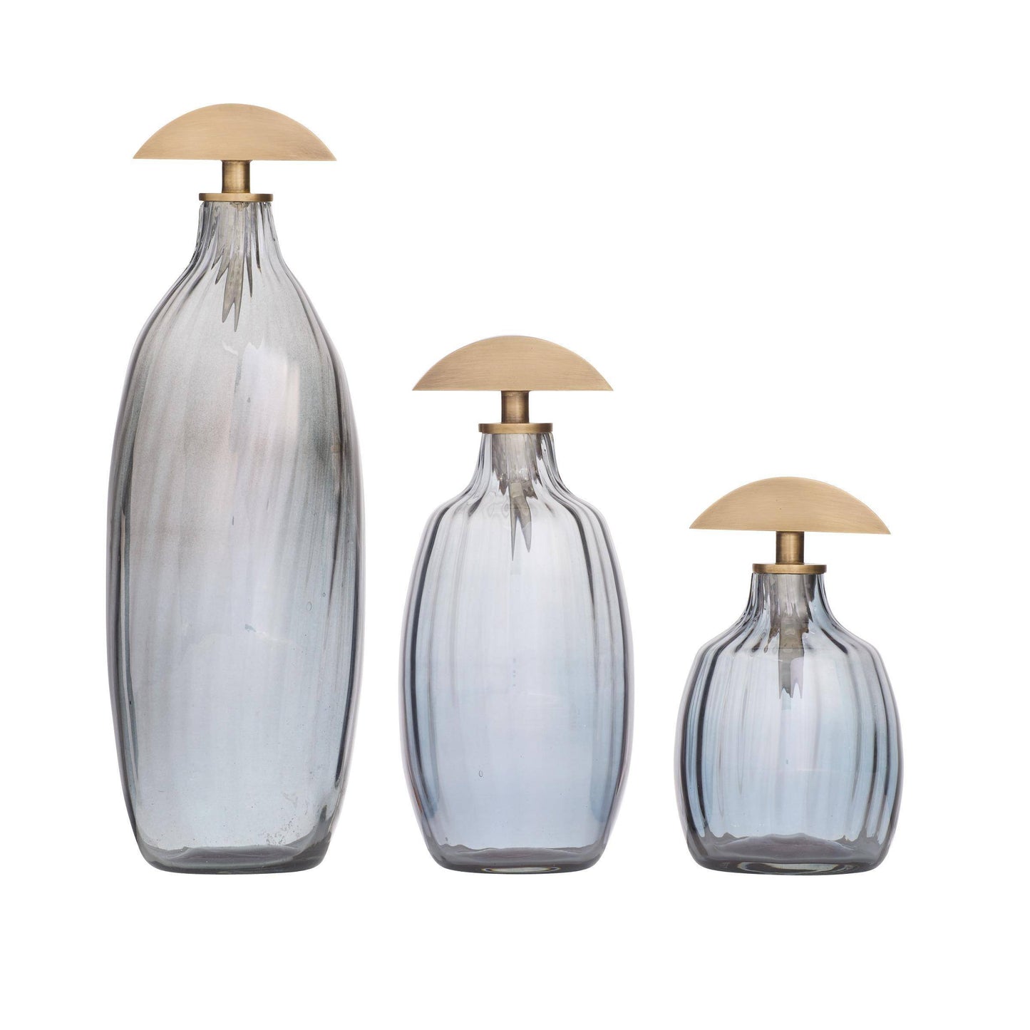 Arteriors Home Karis Decanters, Set of 3 Blue Smoke Luster