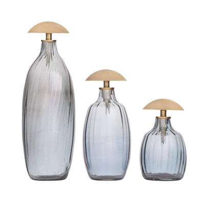 Arteriors Home Karis Decanters, Set of 3 Blue Smoke Luster