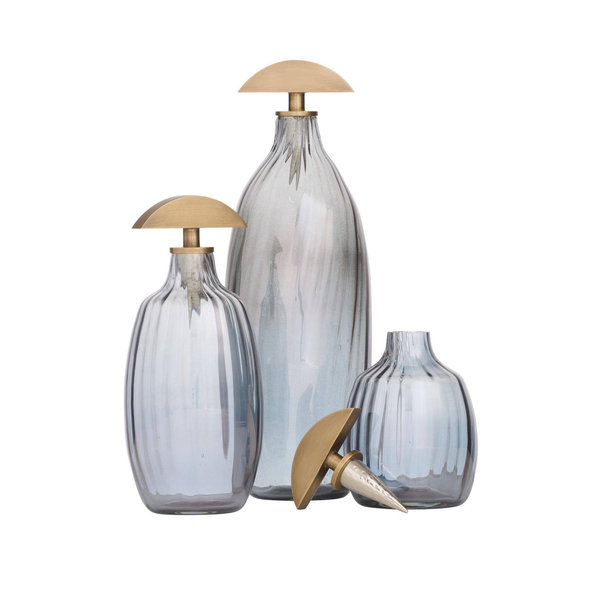 Arteriors Home Karis Decanters, Set of 3 Blue Smoke Luster