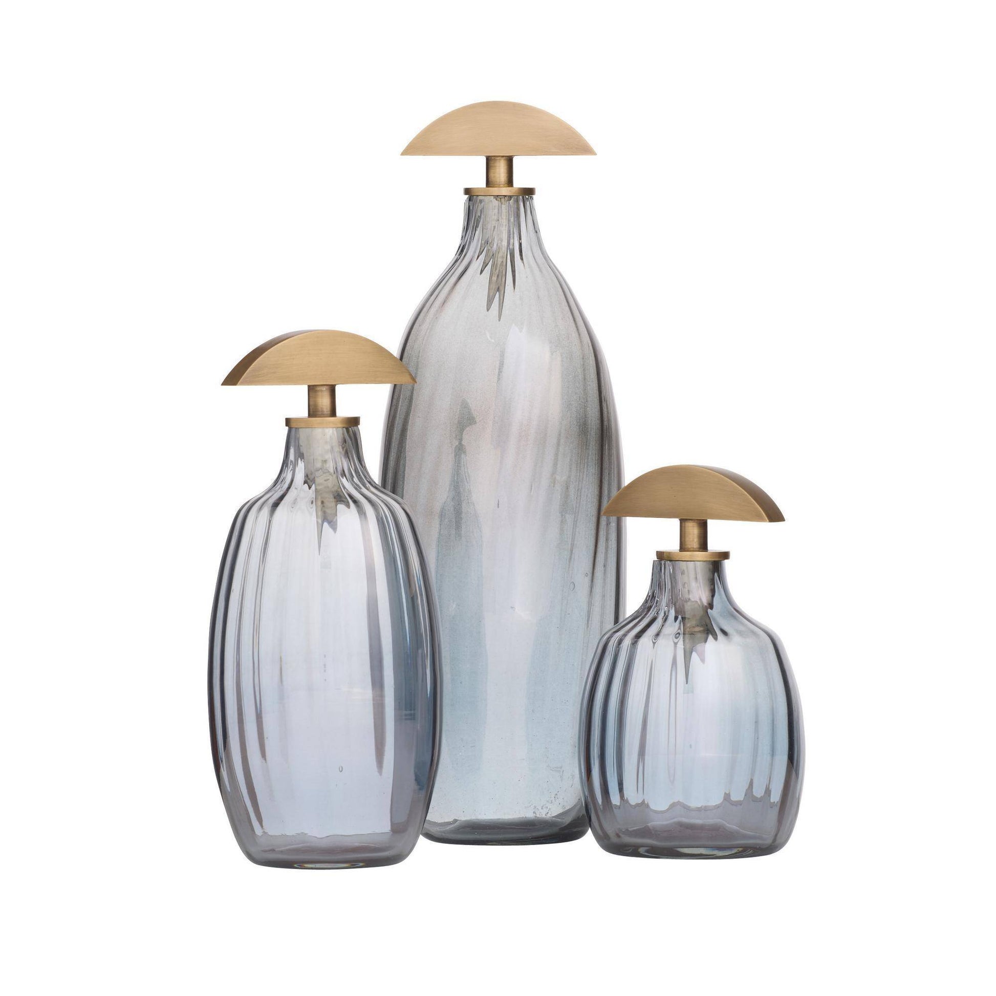 Arteriors Home Karis Decanters, Set of 3 Blue Smoke Luster