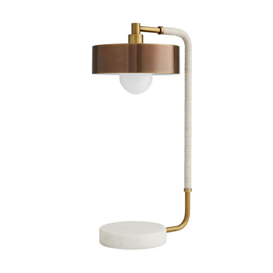 Arteriors Home Aaron Table Lamp, 1-Light, Antique Brass, Heritage Brass, Cream Leather, White Marble, 24"H (49735 3MNLT)