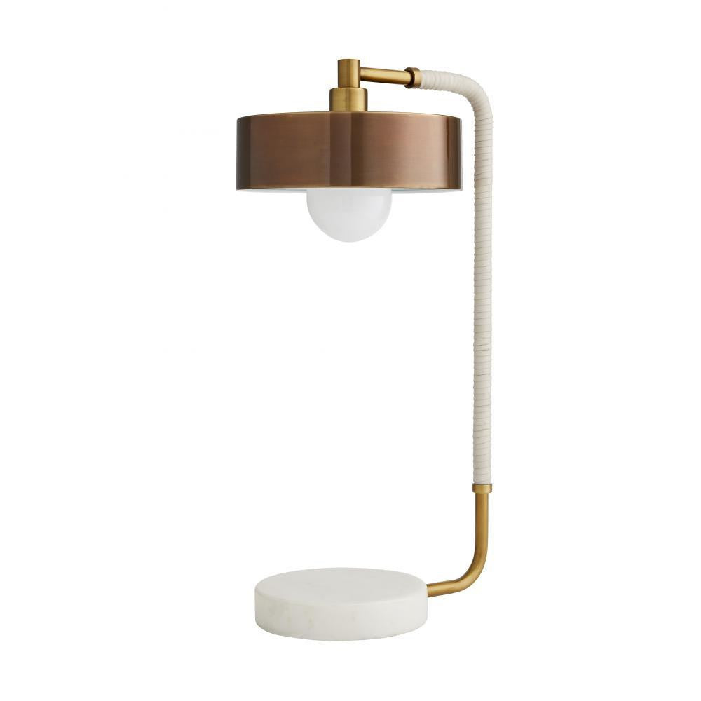 Aaron Table Lamp Cream Leather & White Marble