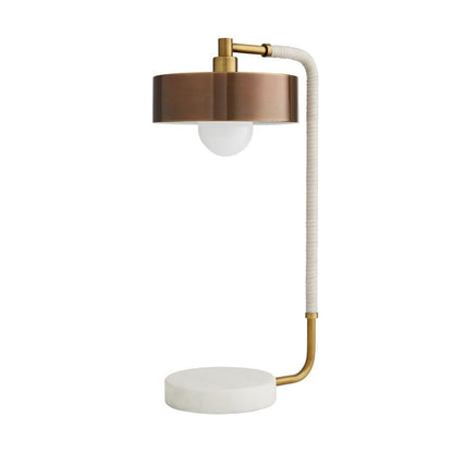 Aaron Table Lamp Cream Leather & White Marble
