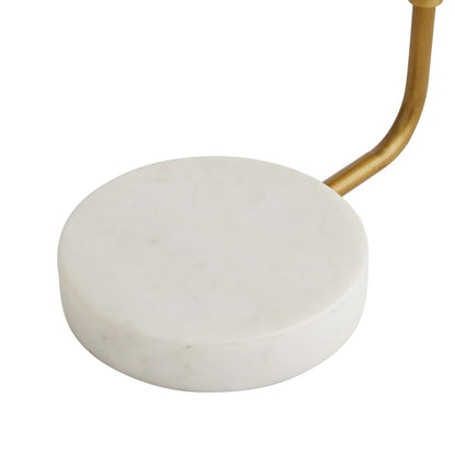 Aaron Table Lamp Cream Leather & White Marble