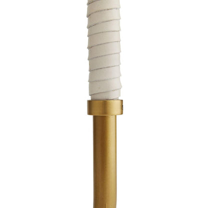Aaron Table Lamp Cream Leather & White Marble