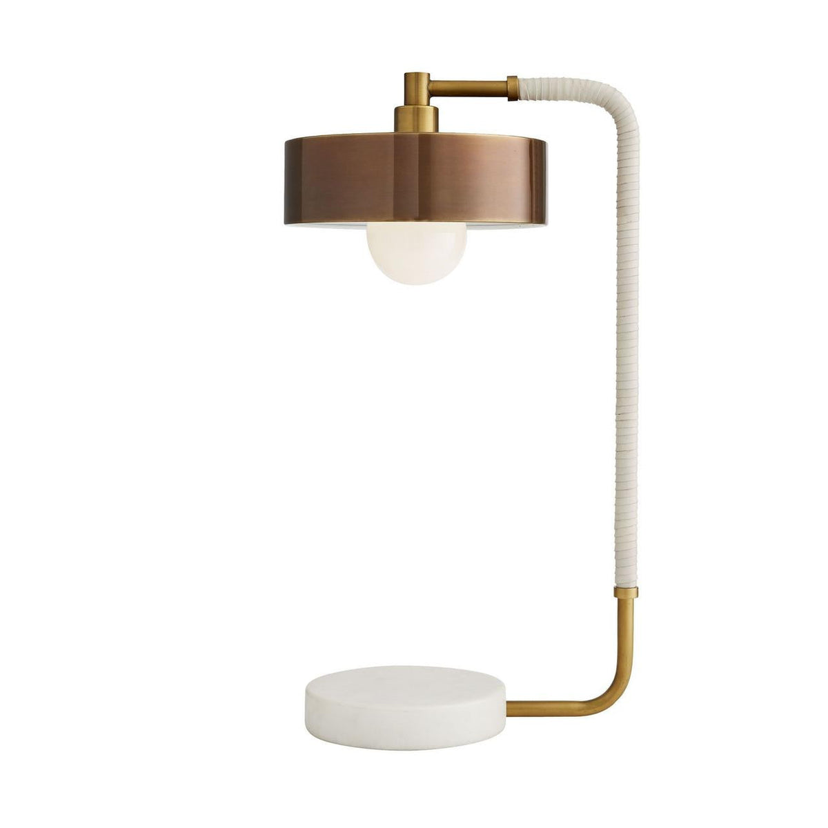 Aaron Table Lamp Cream Leather & White Marble
