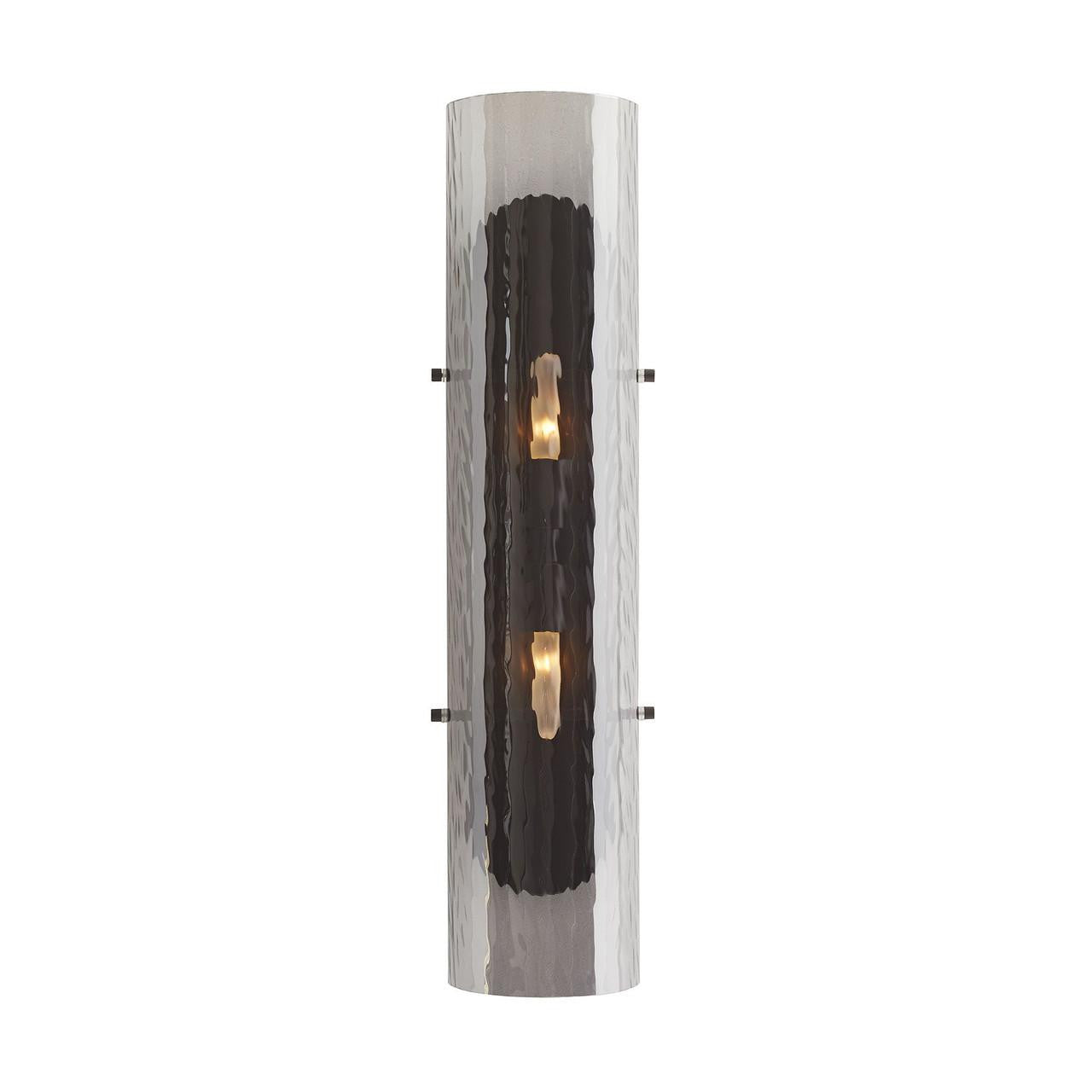 Arteriors Home Bend Wall Sconce, 2-Light, Smoke Glass, Blackened Steel, 26"H (DA49015 3MPM4)