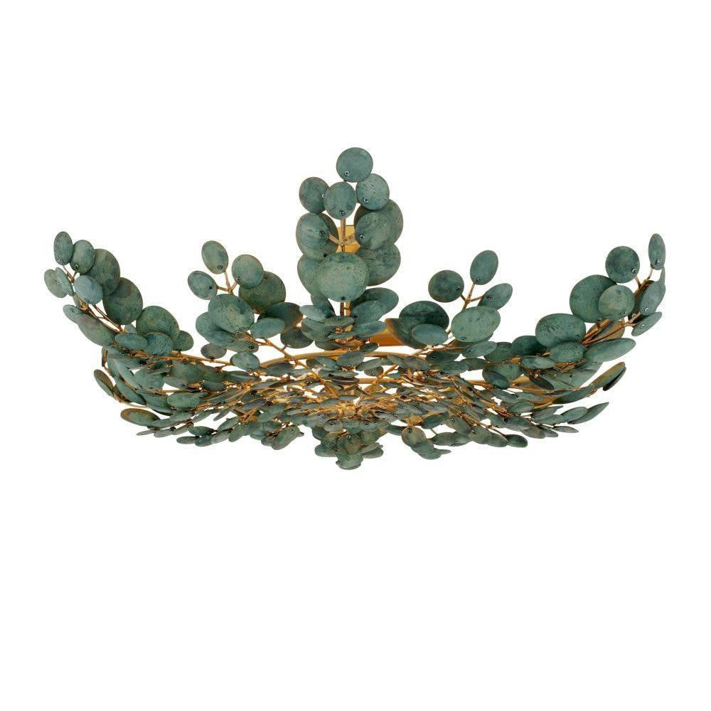 Arteriors Home Bilal Flush Mount Eucalyptus, Antique Brass