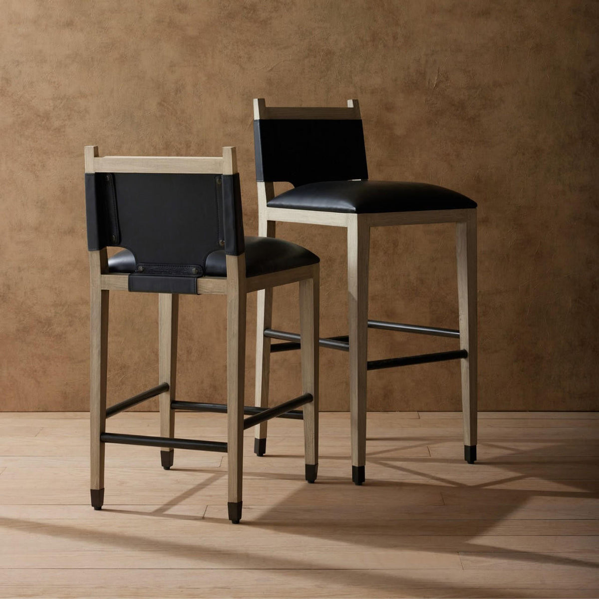 Burdock Counter Stool Ebony Leather