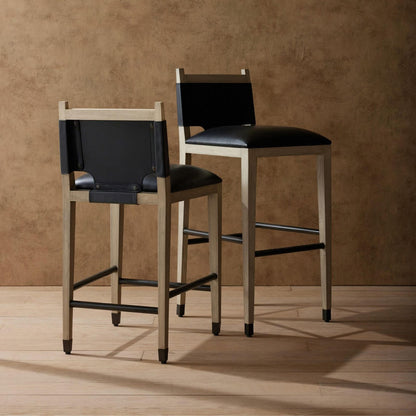 Burdock Counter Stool Ebony Leather