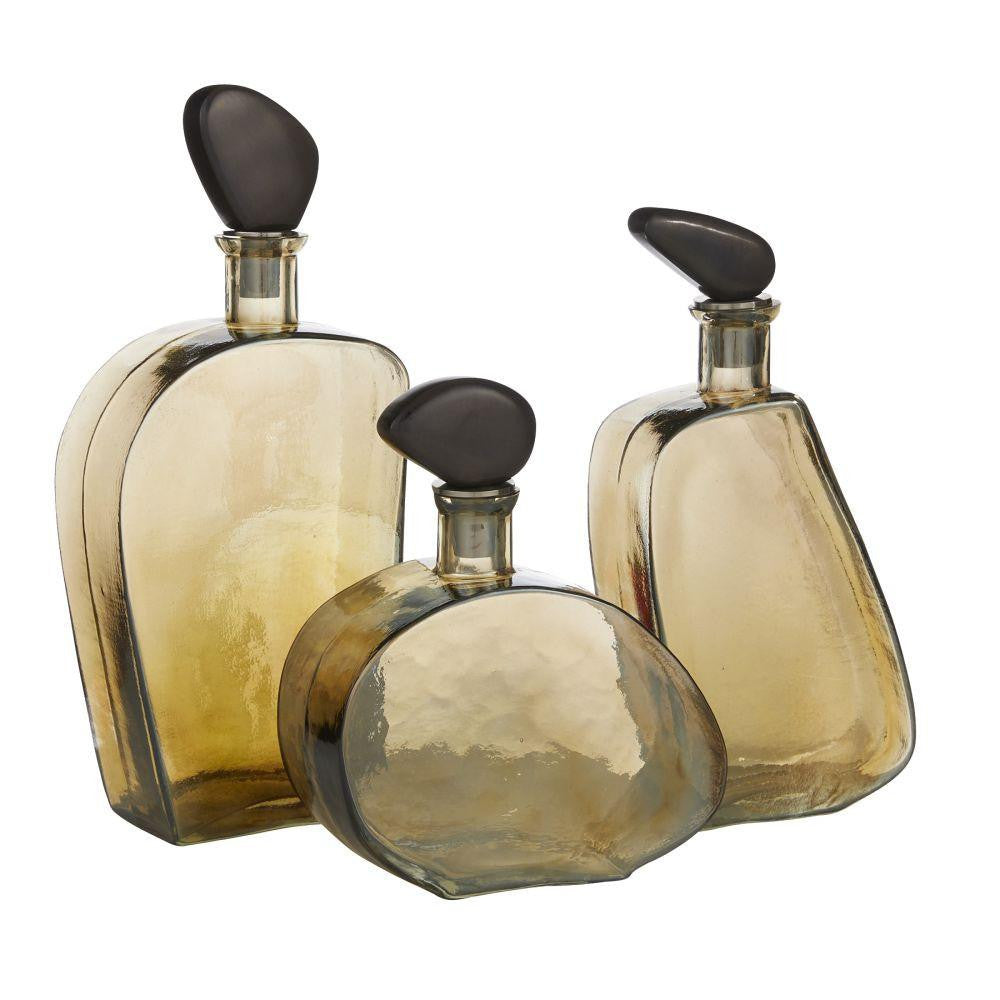 Arteriors Home Calhoun Decanters, Set of 3 Smoke Luster, Bronze