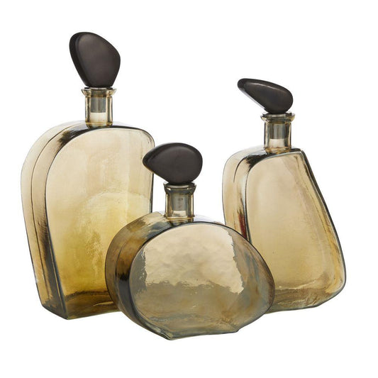 Arteriors Home Calhoun Decanters, Set of 3 Smoke Luster, Bronze