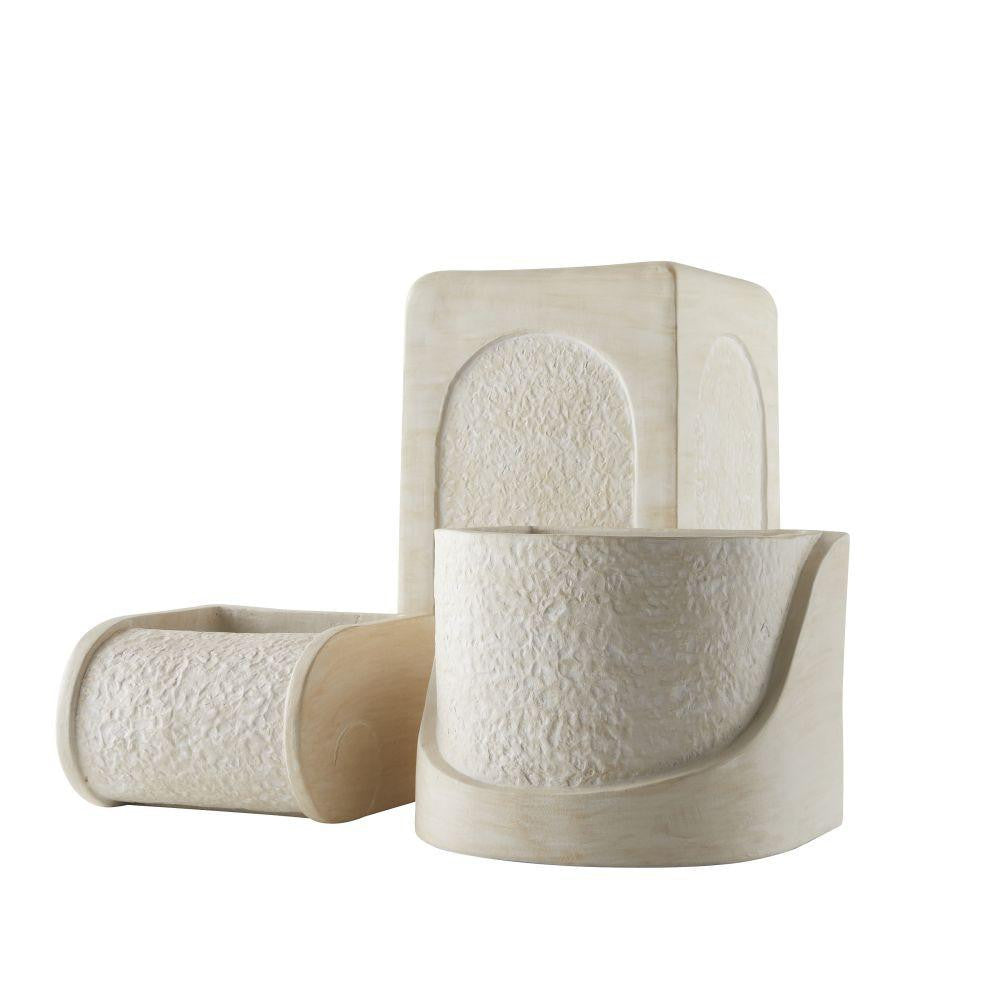 Arteriors Home Callie Planters, Set of 3 Ivory, Clear
