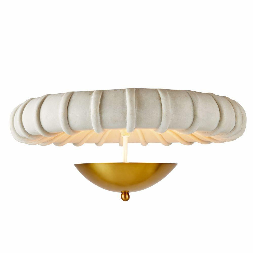 Arteriors Home Camella Flush Mount Ivory, Antique Brass