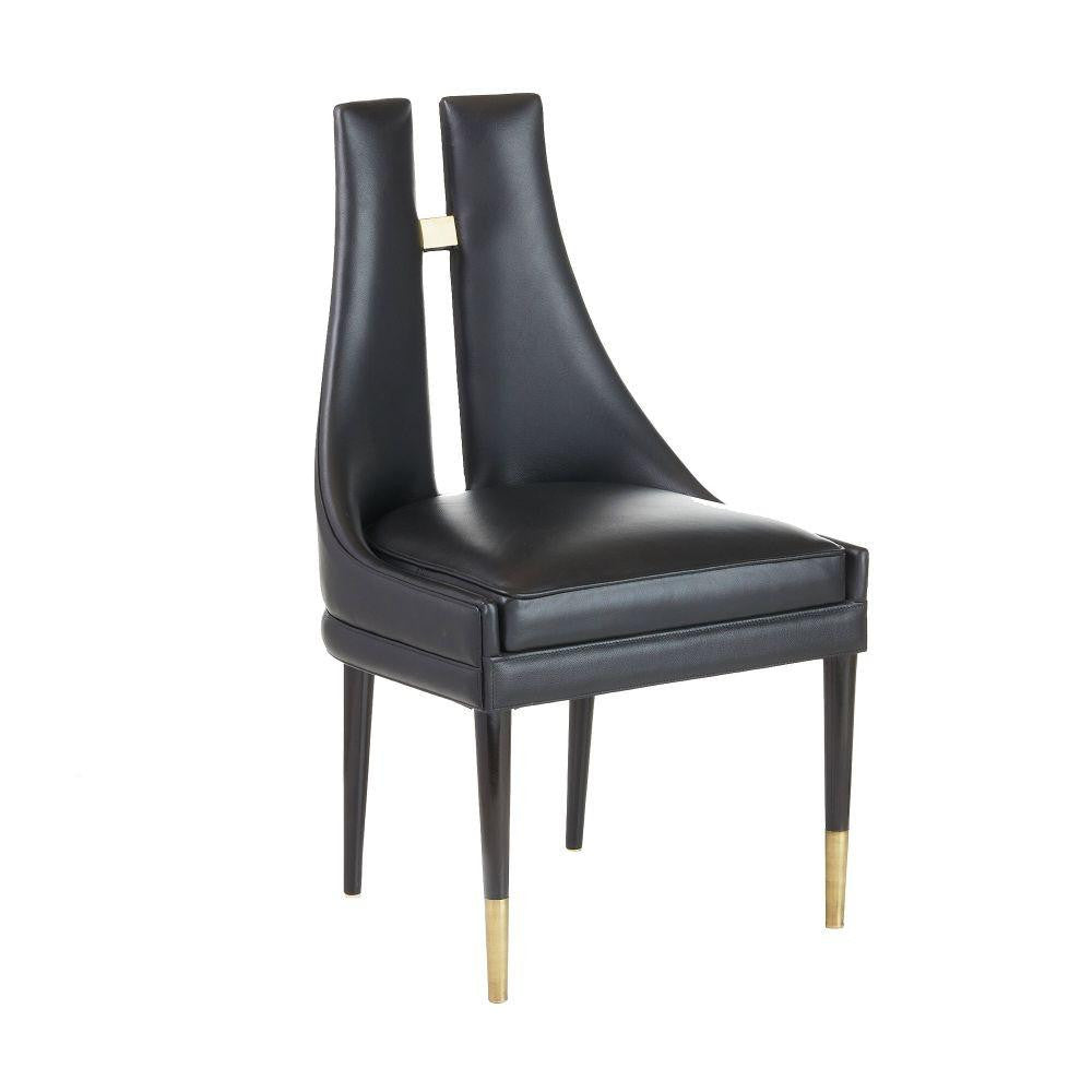 Arteriors Home Crowley Dining Chair Black, Ebony, Antique Brass