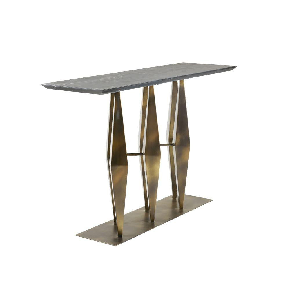 Arteriors Home Dagmar Console Matte Black, Antique Gold