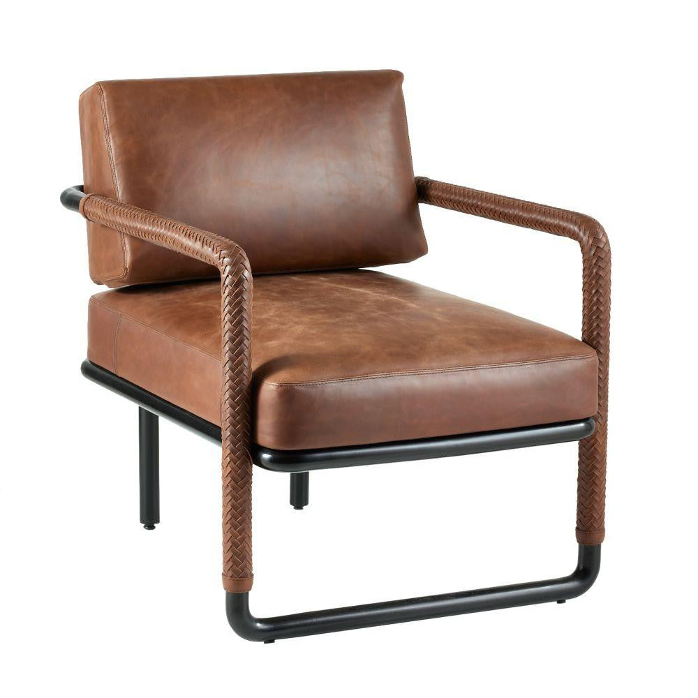 Arteriors Home Durham Lounge Chair Cognac, Blackened Bronze