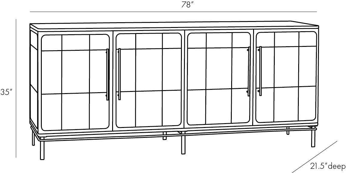 Arteriors Home Edison Credenza, Ivory, Antique Brass, Vellum, 78"W (4883 3MMNJ)